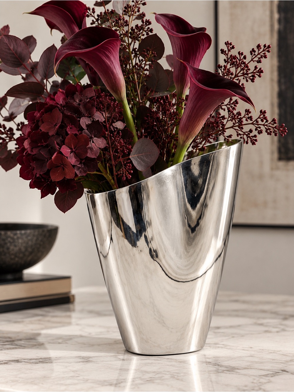 Anthropologie Modern Polished Metal Vase - Silver